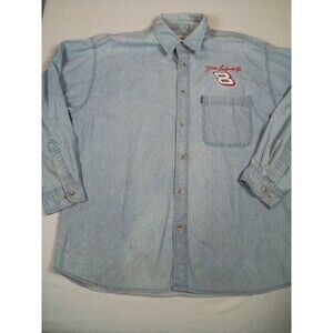 Men's Dale Earnhart Denim Look Long Sleeve Shirts See Stains Size XL